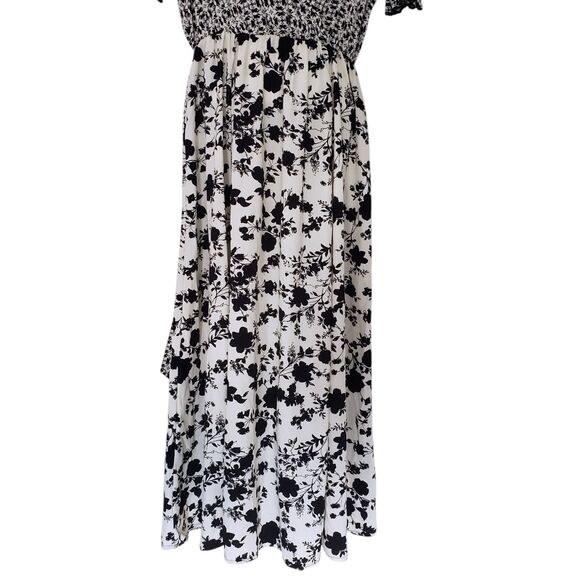 Anthropologie Lapis Floral Dress Womens Large Black White Boho - Picture 8 of 14